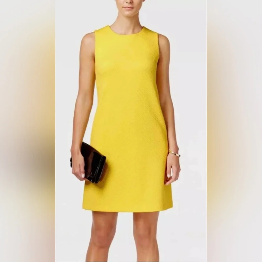 Tommy Hilfiger Elegant Sleeveless Sheath Yellow Dress Size:8 - Picture 2 of 10